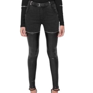 Maniere De Voir THIGH HIGH VEGAN LEATHER SKINNY JEANS - BLACK - Size US 4 (UK 8)
